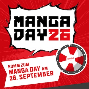 Manga Day 2026 im MANGA CULT Store am 26. September – Veranstaltungsankündigung mit Manga Day 26 Logo und Glücksrad.
